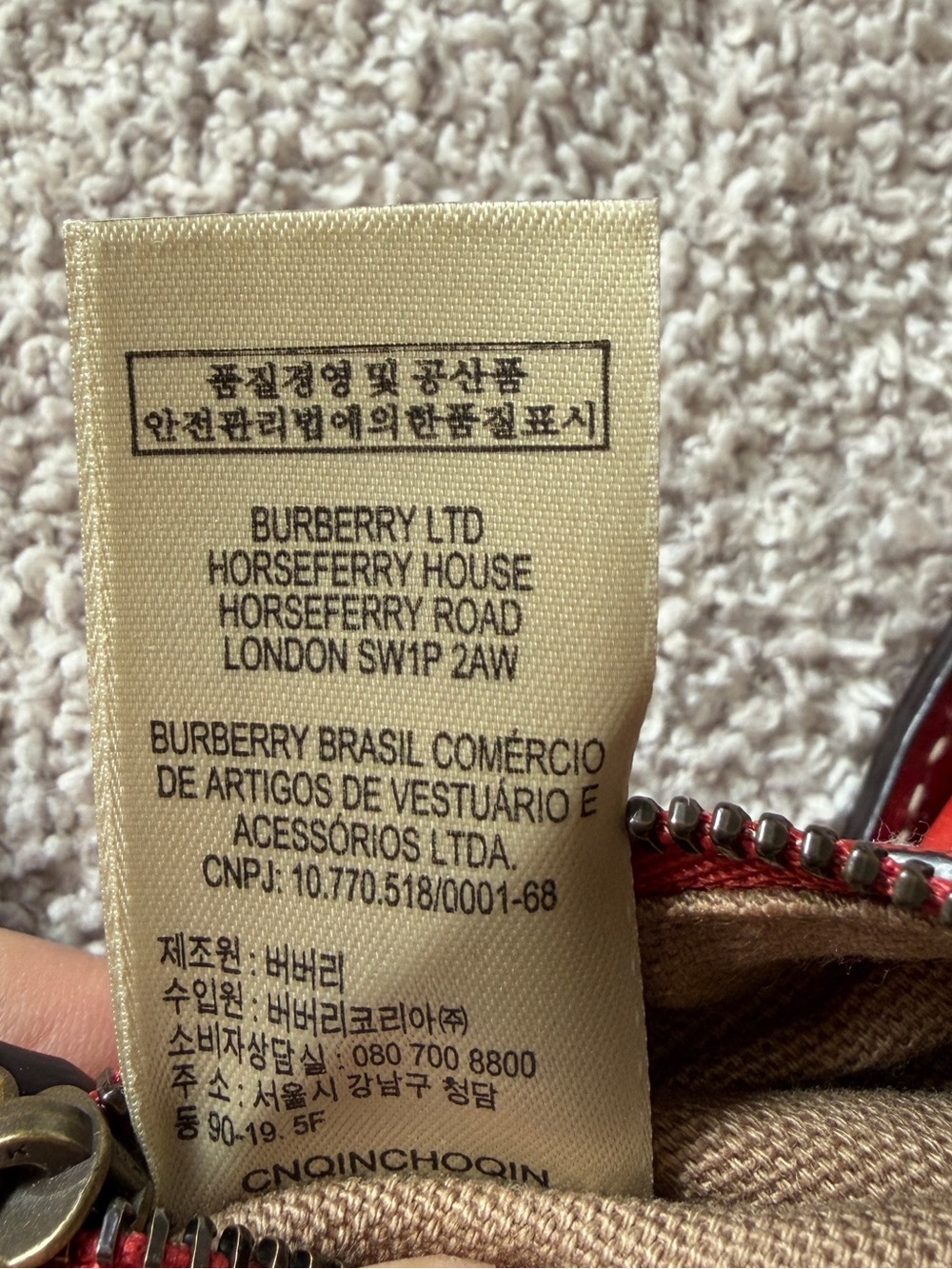 Burberry House Check Jute Clutch Crossbody Red Leather Trim - Picture 7 of 13